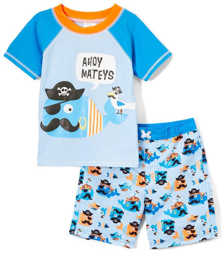 Blue & Orange 'Ahoy' Rashguard Set - Infant