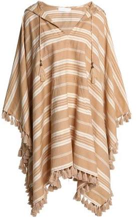 Tasseled Striped Linen And Cotton-Blend Hooded Kaftan