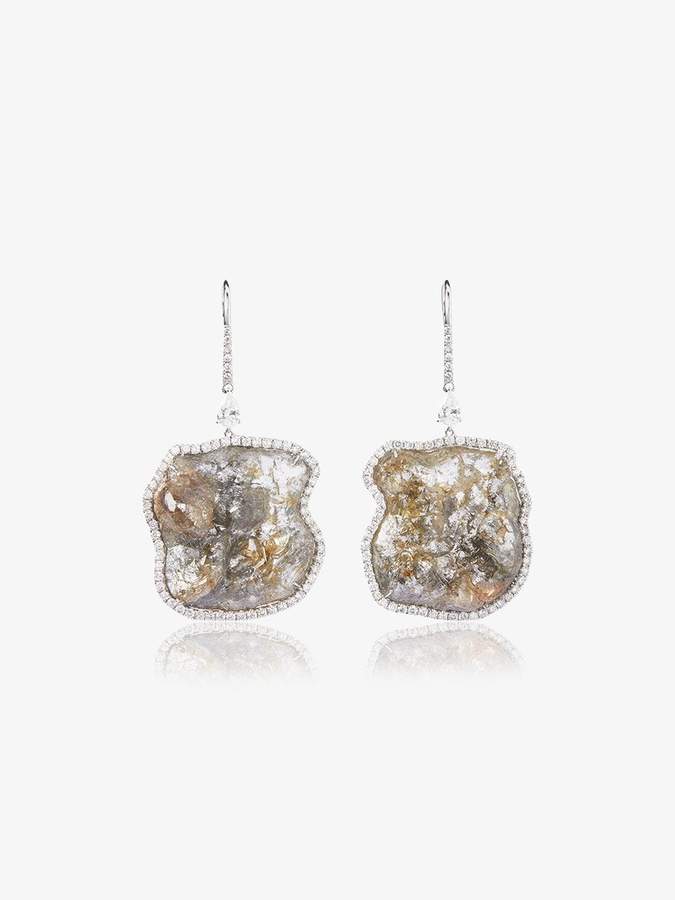 Saqqara 18k white gold Mountain diamond earrings