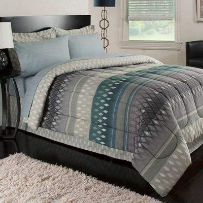 Royale Home Ventana 6-Piece Reversible Twin Comforter Set in Aqua/Grey