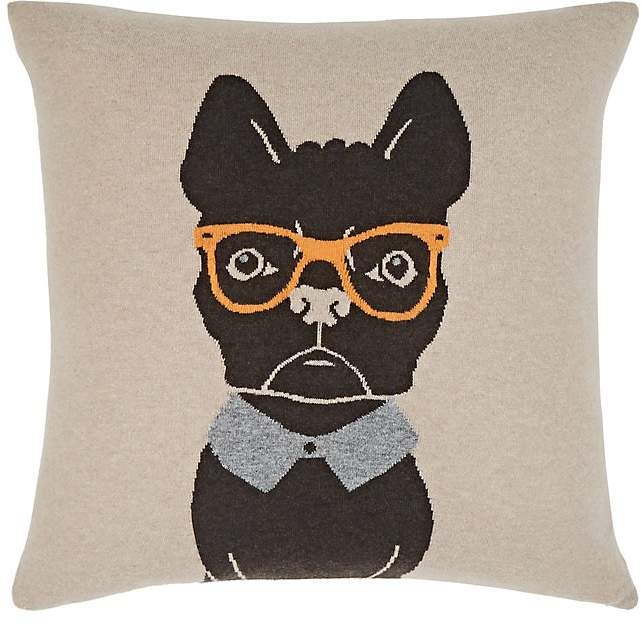 Rani Arabella Dog-With-Glasses Cashmere-Blend Pillow