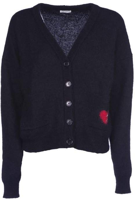 Paris Heart Embroidered Patch Cardigan