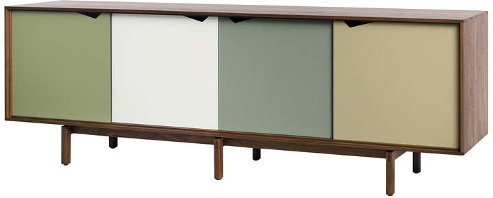 Andersen Furniture - S1 Sideboard, Walnuss geölt/ Türen Pale Olive (blassgrün), Alpino (weiß), Ocean Grey (schilfgrün), Doeskin (beige)