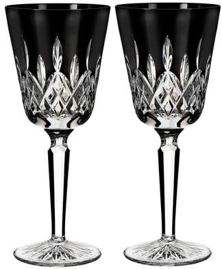 Lismore Diamond Set of 2 Black Lead Crystal Goblets