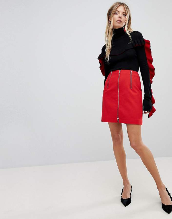 – Stretch-Minirock mit Reißverschluss