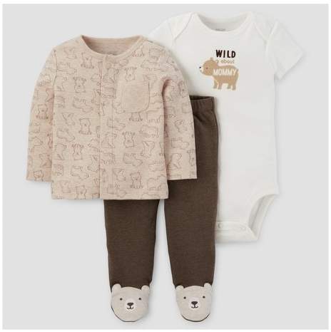 Just One You made by carter Baby Boys' 3pc Bears Cardigan Set - Just One You Made by Carter's Brown