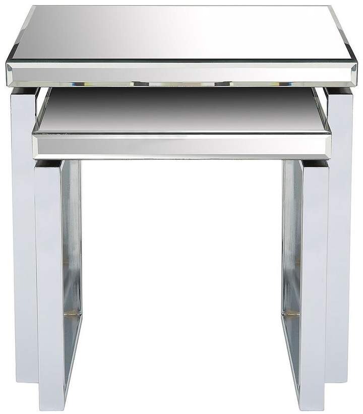 Ideal Home Monza Mirror And Chrome Nest Of 2 Tables