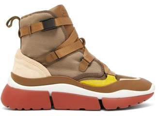 Chloé Sonnie Raised Sole High Top Trainers - Womens - Khaki Chloé Sonnie Raised Sole High Top Trainers - Womens - Khaki