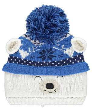 George Fleece Lined Knitted Polar Bear Bobble Hat
