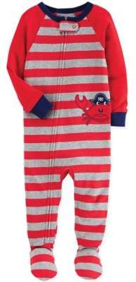 Crab Striped Footed Pajama in Red