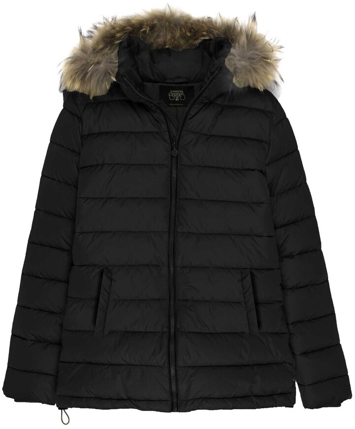 Hooded Jacket with Faux Fur Trim