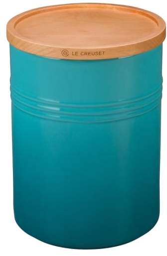 Glazed 22 Ounce Stoneware Storage Canister with Wooden Lid
