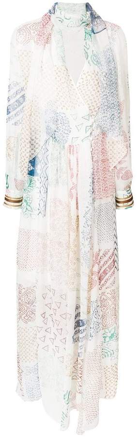 scarf detail printed dress