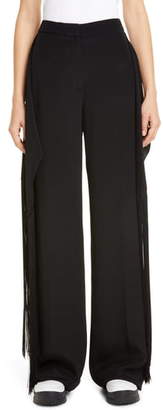 Stella McCartney Fringe Panel Silk Blend Wide Leg Pants