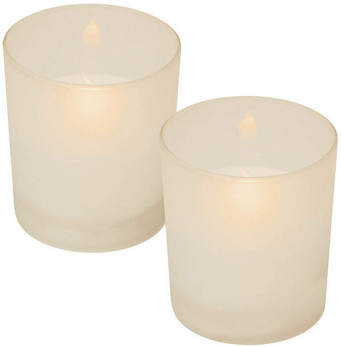 Glass LED Candles - Frosted White (Set of 2)