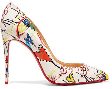  Christian Louboutin - Pigalle 100 Printed Patent-leather Pumps - White