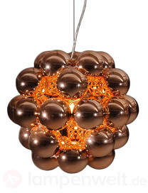 Pendelleuchte Beads Penta in glänzendem Kupfer