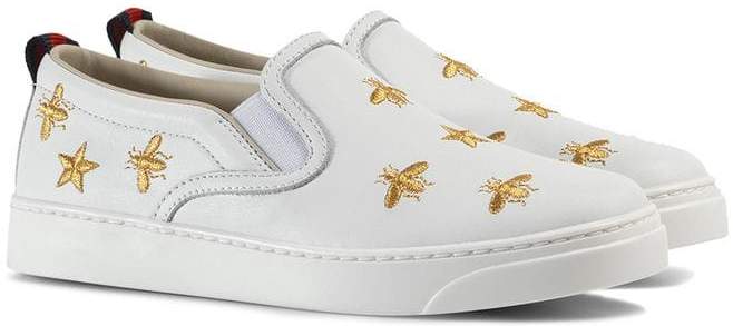 Gucci Kids Children's bees and stars leather sneaker