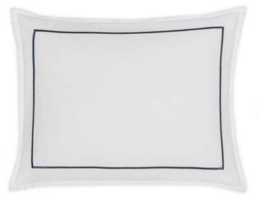 Flatiron® Hotel Satin Stitch Standard Pillow Sham in White/Indigo
