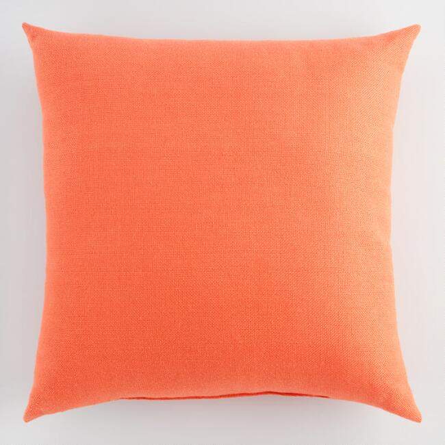 Orange Woven Indoor Outdoor Throw Pillow