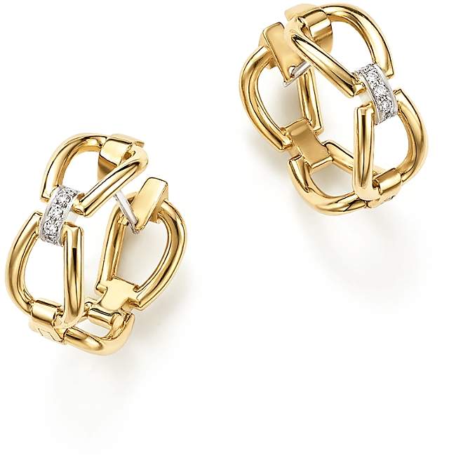 18K Yellow Gold Classic Parisienne Diamond Hoop Earrings - 100% Exclusive