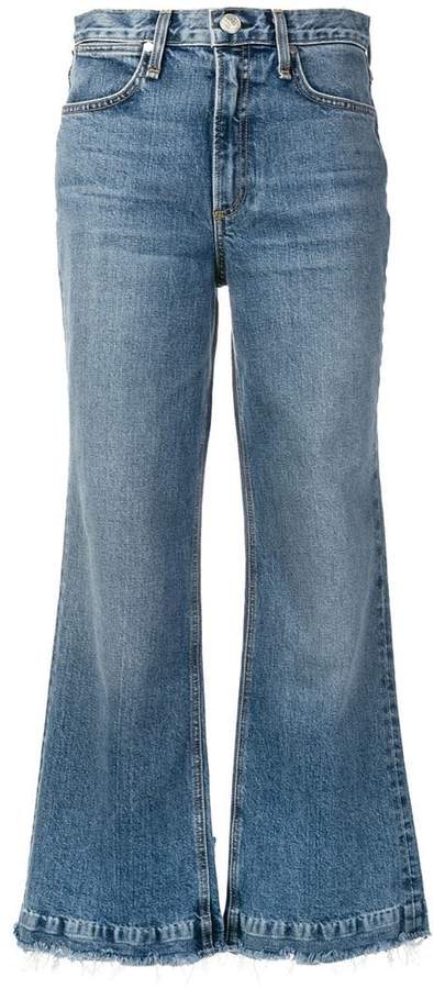 frayed wide-leg jeans