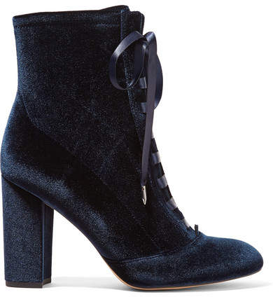 Clementine Lace-up Velvet Ankle Boots