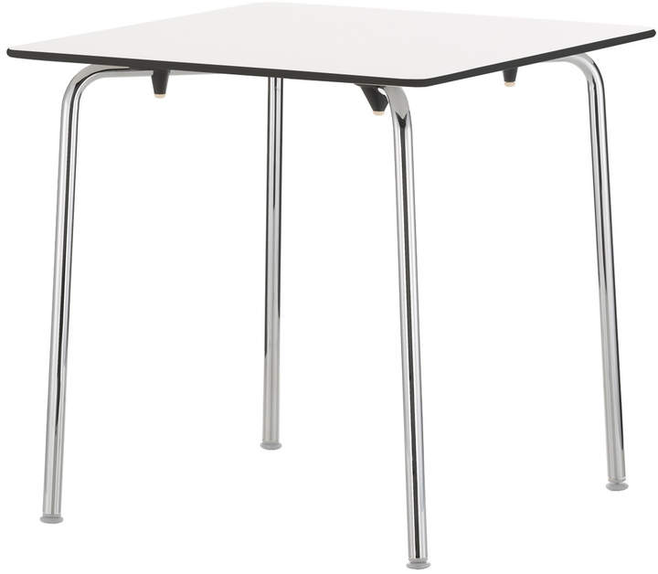 Hal Tisch, quadratisch, Weiß / chrom, Weiße Gleiter