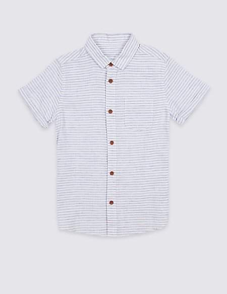 Linen Rich Pinstripe Shirt (3-16 Years)