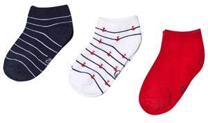 Pack of 3 Red, Blue and White Anchor Socks