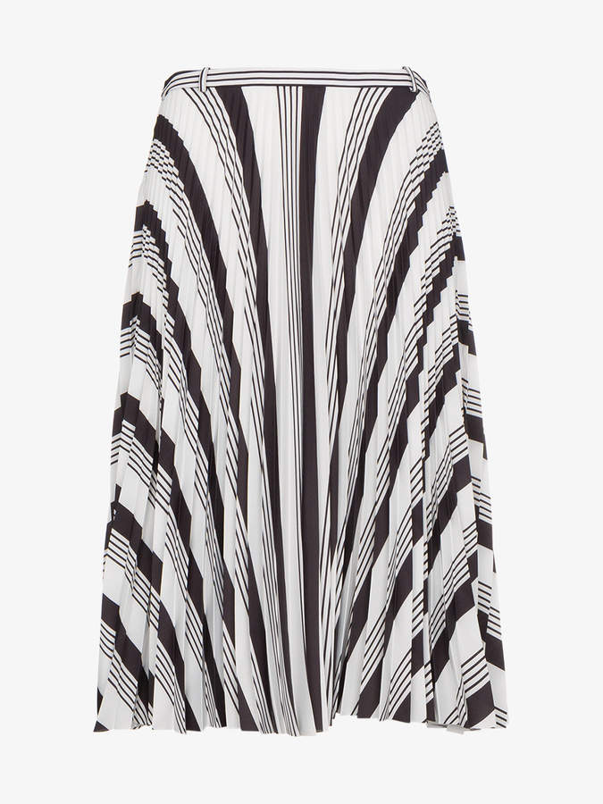 Pleated midi skirt with stripes