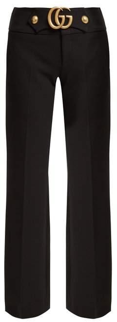 GG wool and silk-blend cady kick-flare trousers