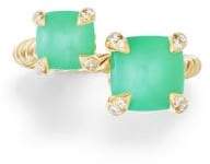 Chatelaine Bypass Ring With Chrysoprase & Diamonds