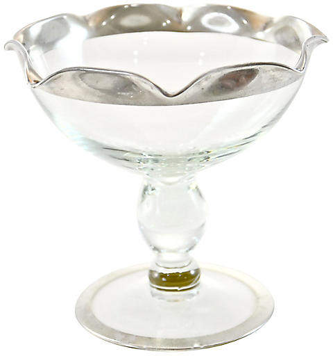 Silver Band Crystal Pedestal Bowl
