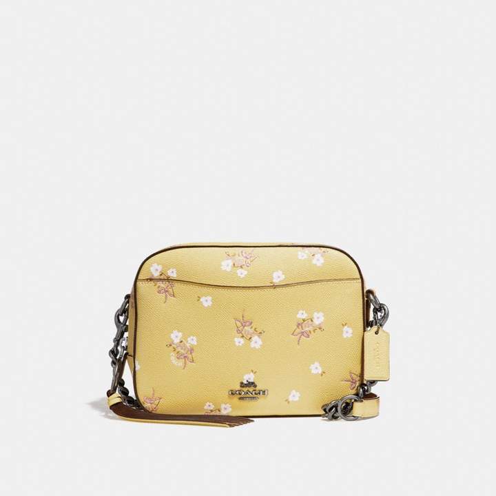 Coach New YorkCoach Camera Bag With Floral Bow Print - SUNFLOWER/DARK GUNMETAL - STYLE
