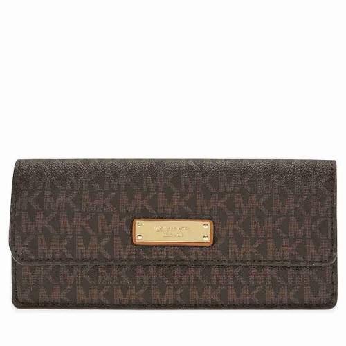 Michael Kors Flat Signature Logo Wallet - Brown - AS SHOWN - STYLE