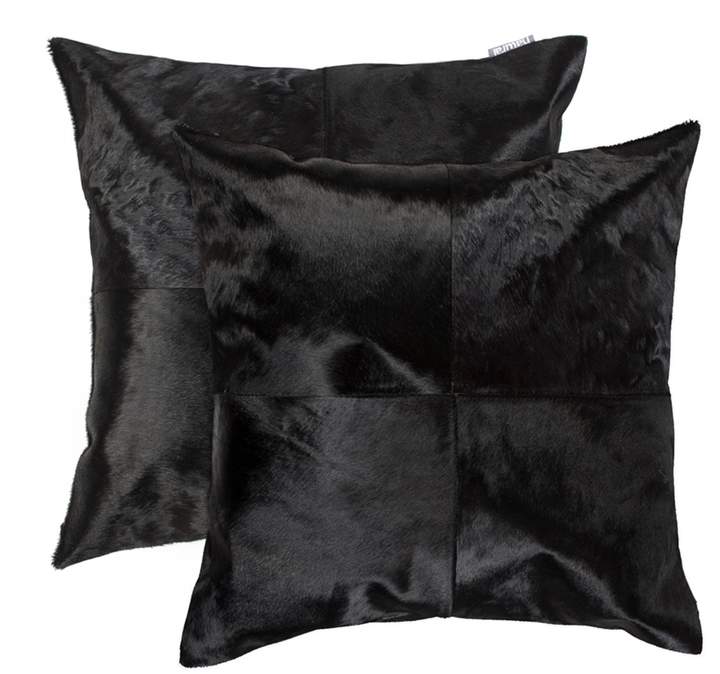 Torino Quattro Cowhide Pillow - Set of 2 - 18 x 18 - Black
