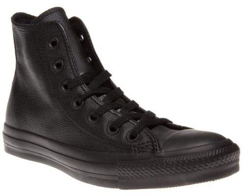New Boys Black All Star Hi Leather Trainers Top Lace Up