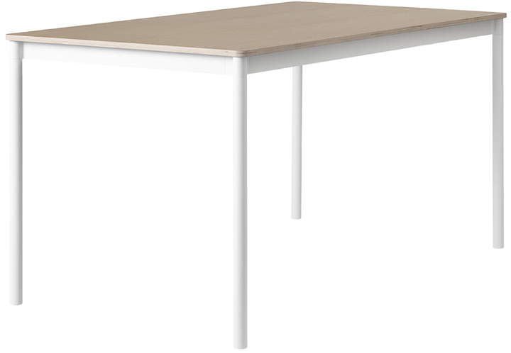 Muuto - Base Table 140 x 80 cm, weiß / Eichenplatte / Sperrholzkante