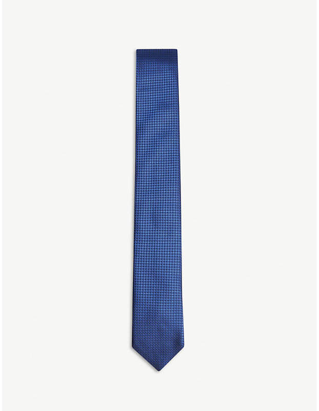 Tonal square pattern silk tie