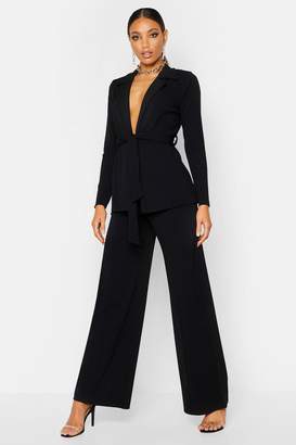 boohoo Wide Leg Crepe Pants