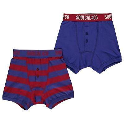 SoulCal Kids Boys Boxers Pack of 2 Junior Trunks Underwear Stripe Stretch