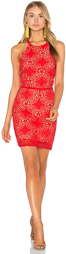 Woven Lace Dress in Red