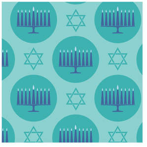 Menorah Medallions Self-Launch Wrapping Paper