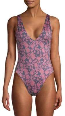 One-Piece Floral Cut-Out Swimsuit