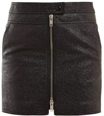 Textured-leather mini skirt