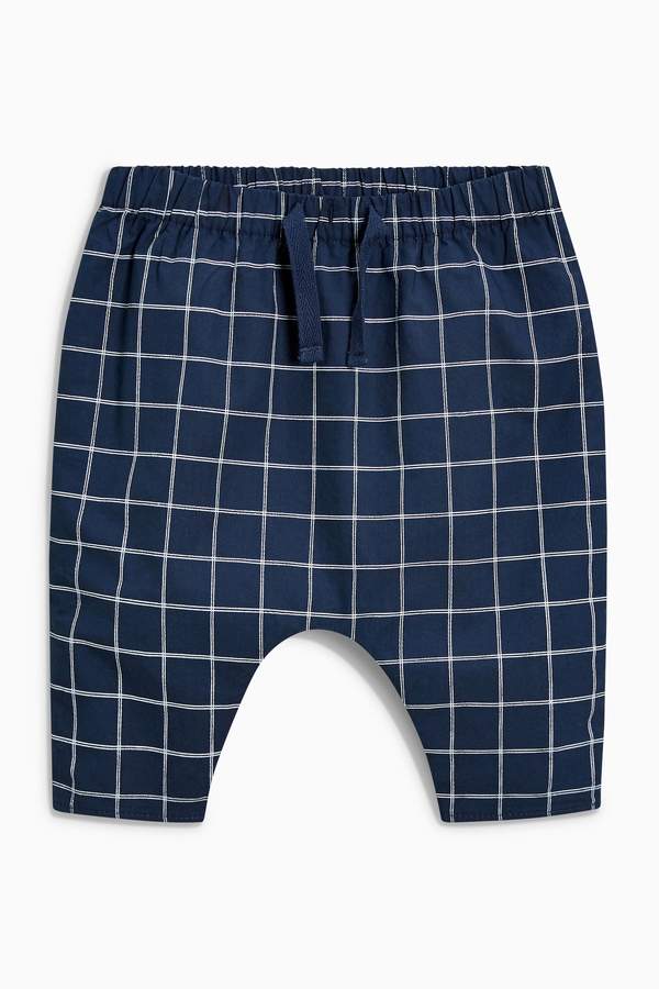Boys Navy Grid Trousers (0mths-2yrs) - Blue