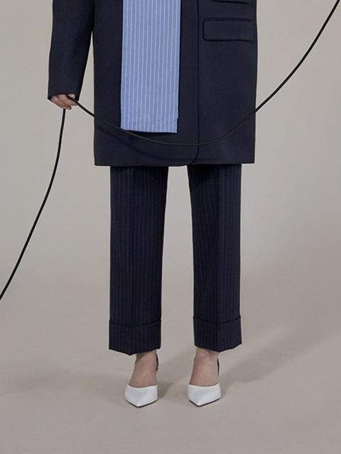 Buy Pinstripe tailoring rolled cuff trousers!