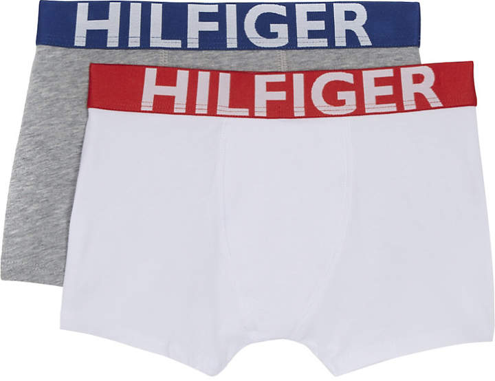 Logo print cotton boxers set of two 4-16 years