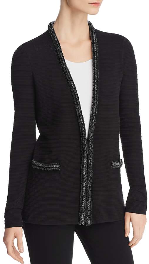 Beaded-Trimmed Ottoman knit Cardigan